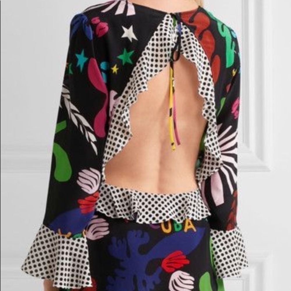 RIXO  Rebecca open-back ruffled printed silk dress - Picture 6 of 9